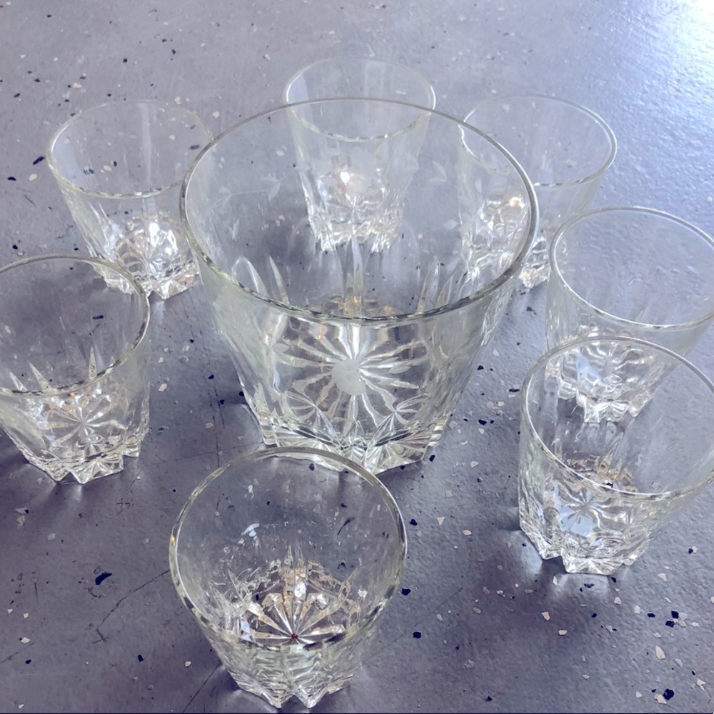 Vintage Princess House Ice bucket and Scotch Glasses